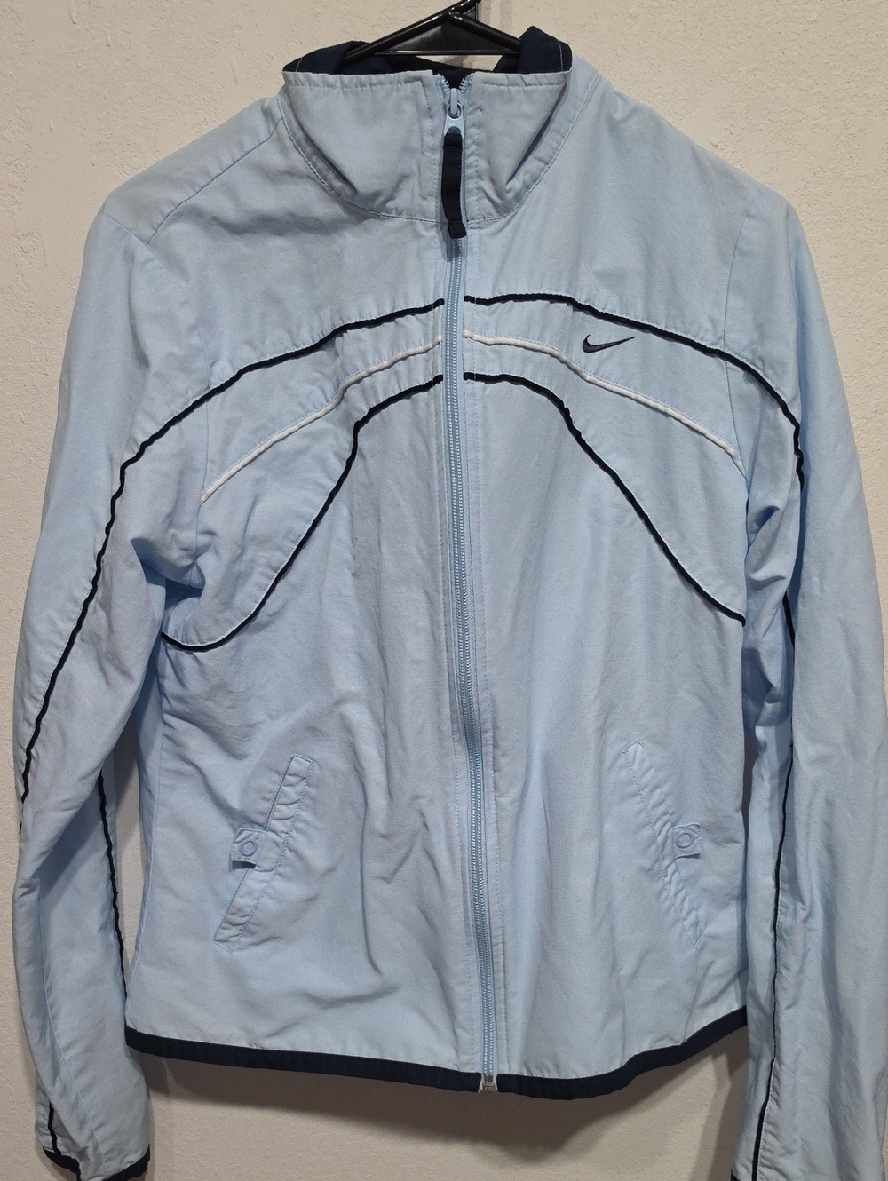 Nike Women’s Light Blue Bomber Jacket with Navy Trim